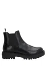Prada Black Leather Ankle Boot Men In Black
