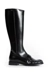 Prada Knee-high Leather Boots Glossy Finish In Black