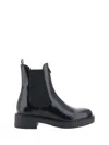 Prada Brushed Leather Ankle Boots In Black