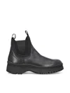 Prada Chunky Sole Leather Ankle Boots In Black