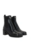 Prada Brushed Leather Booties In Black