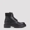 Prada Polished Leather Boots With Sole And Lace-up Design In Black