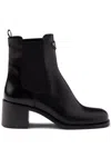 Prada Brushed Leather Ankle Boots In Black
