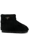 Prada Black Shearling Ankle Boots In Black