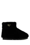Prada Black Shearling Ankle Boots In Black