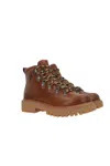 Prada Logo Plaque Lace-up Boots In Brown