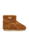 Prada Sheepskin Ankle Boots In Brown