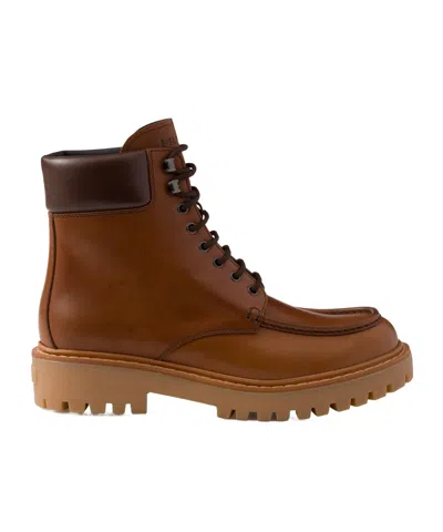 PRADA PRADA ROUND-TOE LACE-UP BOOTS