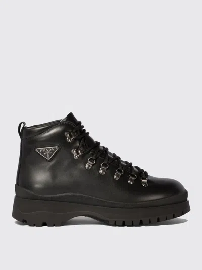 Prada Logo Plaque-detailing Boots In Black