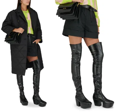 Pre-owned Prada Boots Over-the-knee Platform Boots Overknee Gothic Platform Shoes 38 In Black