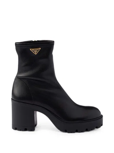 PRADA BOOTS WITH LOGO PLAQUE