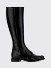 Prada Knee-high Leather Boots Glossy Finish In Black