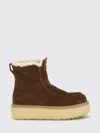 Prada Suede Shearling Ankle Boots In Brown