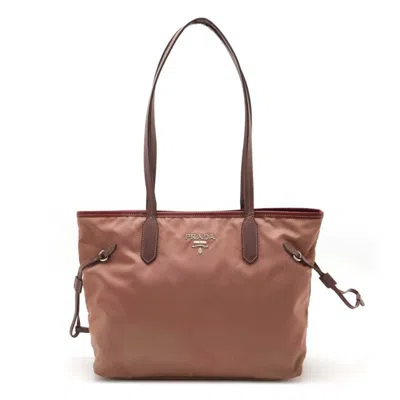 Pre-owned Prada Bordeaux Pink Nylon Leather Shoulder Bag Tote Bag ()