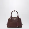 Prada Leather Handbag With Gold-tone Hardware And Top Handles In Red