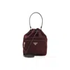 Prada Nylon Bucket Bag Leather Strap In Black