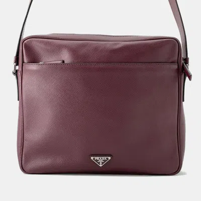 Pre-owned Prada Bordeaux Saffiano Leather Messenger Bag