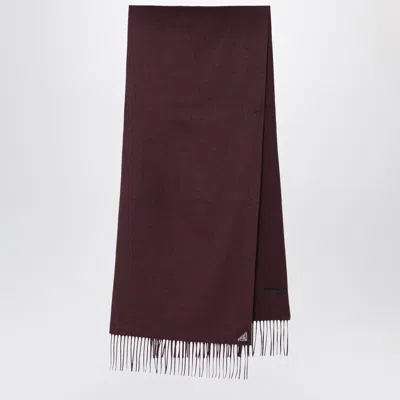 Prada Bordeaux Scarf In Silk And Cashmere In Brown