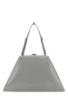Prada Light Grey Leather Handbag 34cm Mini In Gray