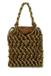 Prada Dual Texture Mesh Shoulder Bag In Brown