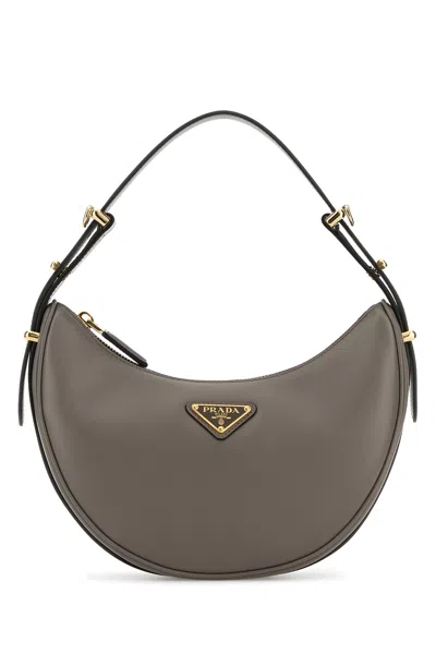 PRADA BORSA A MANO ARQUÈ IN PELLE GRIGIA SCURA  DONNA