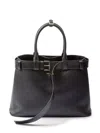 Prada Buckle Large Leather Handbag With Belt In Black