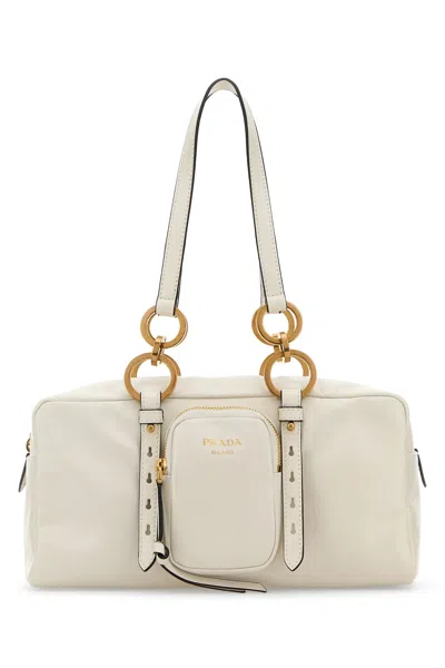 Prada Borsa A Mano In Pelle Avorio  Donna