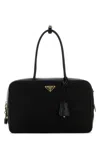 Prada Borsa A Mano Nera In Pelle E Re-nylon Donna