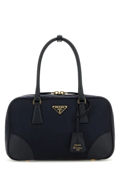 Prada Borsa A Mano Re-edition 1978 Media In Tela Blu Notte Donna