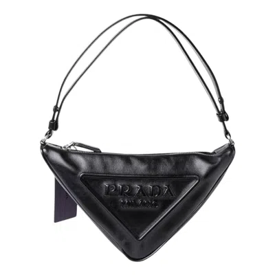 Pre-owned Prada Borsa A Spalla  Triangle Logo Nero In Black