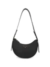 Prada Leather Shoulder Bag Curved Shape Strap In Black