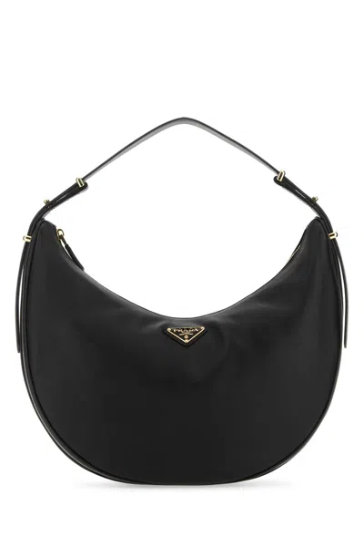 Prada Black Leather Big Arqu Handbag Nero Vitello Borse A Mano