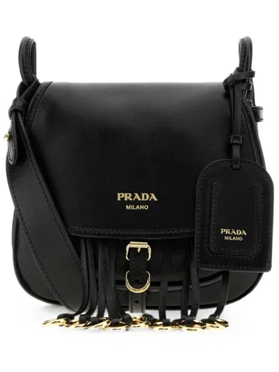 Prada Borsa Satchel A Tracolla Con Frange In Nero