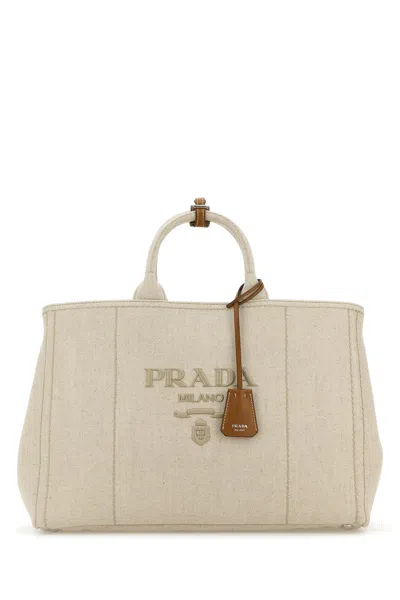 Prada Borsa Shopping  Jardinière Extra Large In Tela Sabbia Uomo