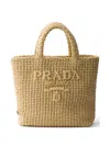Prada Raffia Shoulder Bag Featuring Woven Texture In Neutral