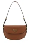 Prada Womens Brown Arqué Brand-plaque Leather Shoulder Bag