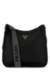 Prada Mini Leather Shoulder Bag In Black