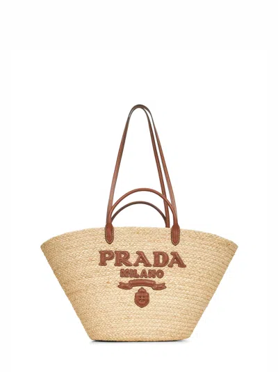 Prada Borse Beige Large Shopping Bag In Neutral