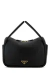 Prada Vitello Mini Leather Handbag With Handle In Black