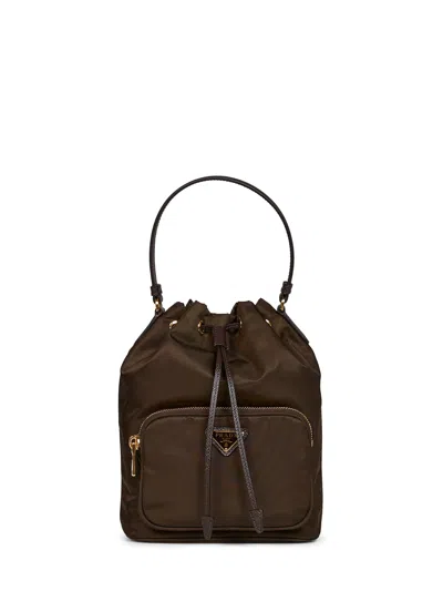 Prada Borse Burnt Prada Duet Bucket Bag In Brown