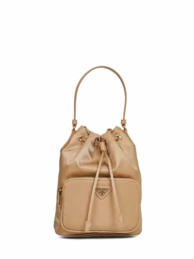 Prada Borse Camel Prada Duet Bucket Bag In Nude