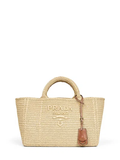 Prada Borse Natural Large Tote Bag In Blue