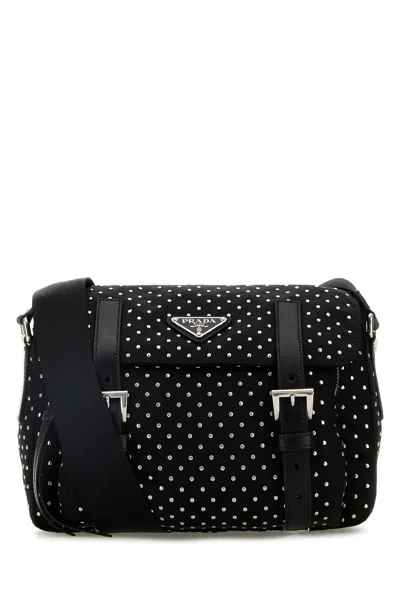 PRADA BORSA A TRACOLLA IN RE-NYLON NERO DONNA