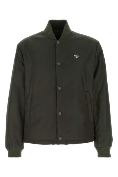 Prada Bottle Green Nylon Bomber Jacket