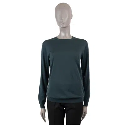 Pre-owned Prada Bottle Green Wool Crewneck Sweater 42 M