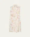 Prada Bouquet-print Sleeveless Poplin Dress In Animal Print