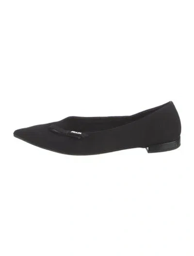 Pre-owned Prada Bow Accents Ballet Flats In Black