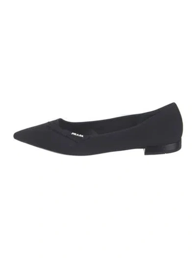 Pre-owned Prada Bow Accents Ballet Flats In Black