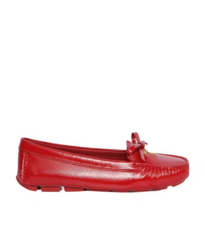 Prada Bow Ballet Shoes In Red