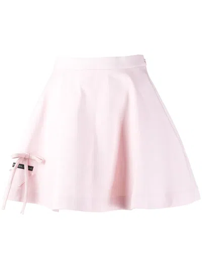 Prada Bow-detail Flared Mini-skirt In Pink